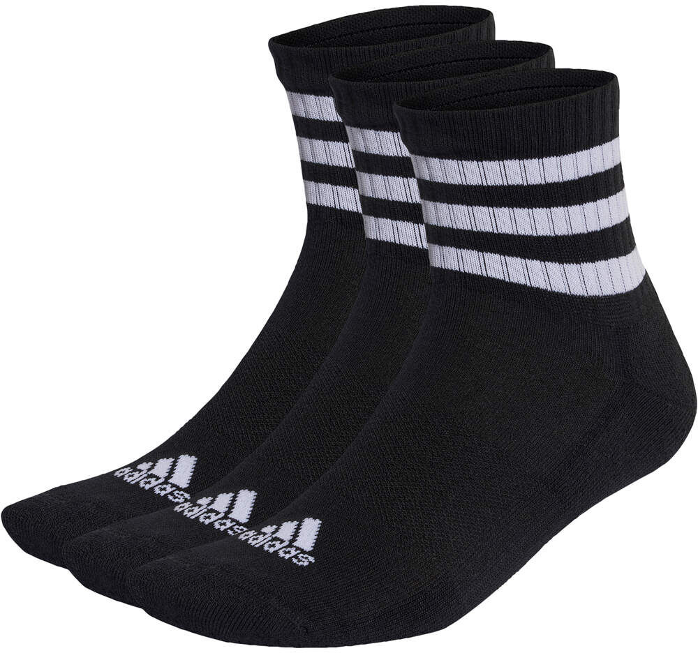 Adidas 3 bandas cushioned sportswear mid-cut  3 pares calcetines deportivos Negro (29-30)