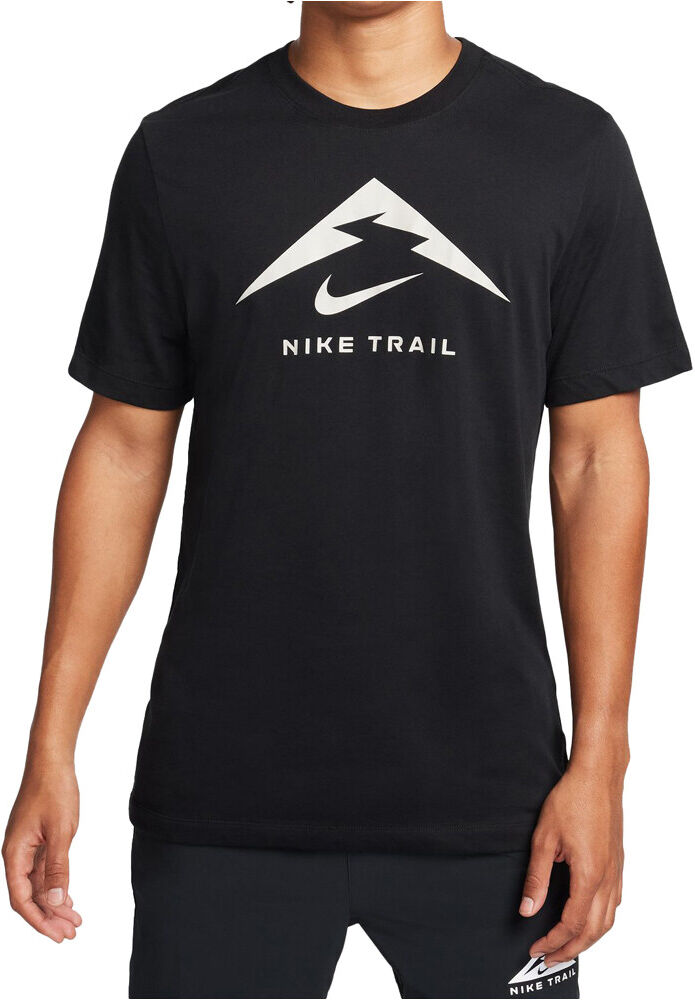 Nike dri-fit trail logo camisetas trail running manga corta hombre Negro (M)