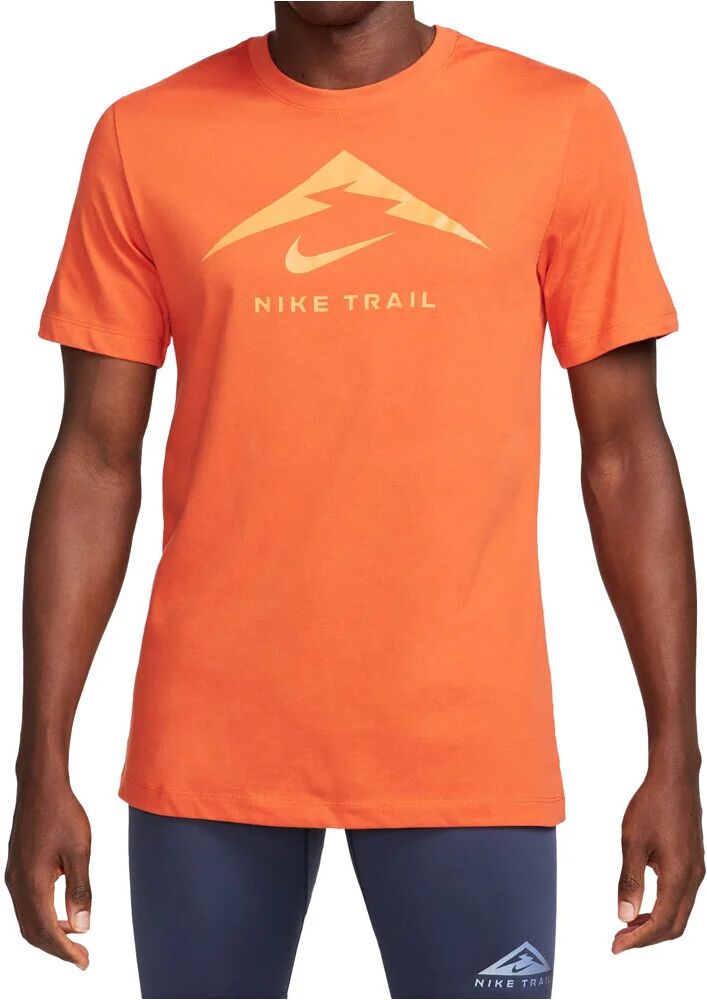 Nike dri-fit trail logo camisetas trail running manga corta hombre Naranja (S)