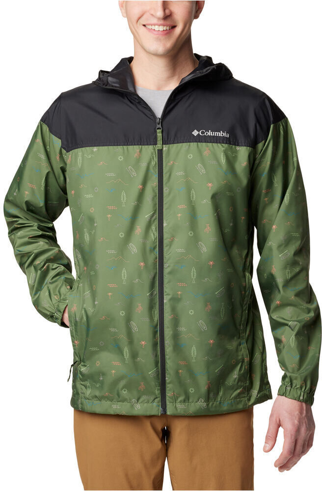 Columbia flash challenger novelty winbreaker chaqueta softshell hombre Verde (XXL)