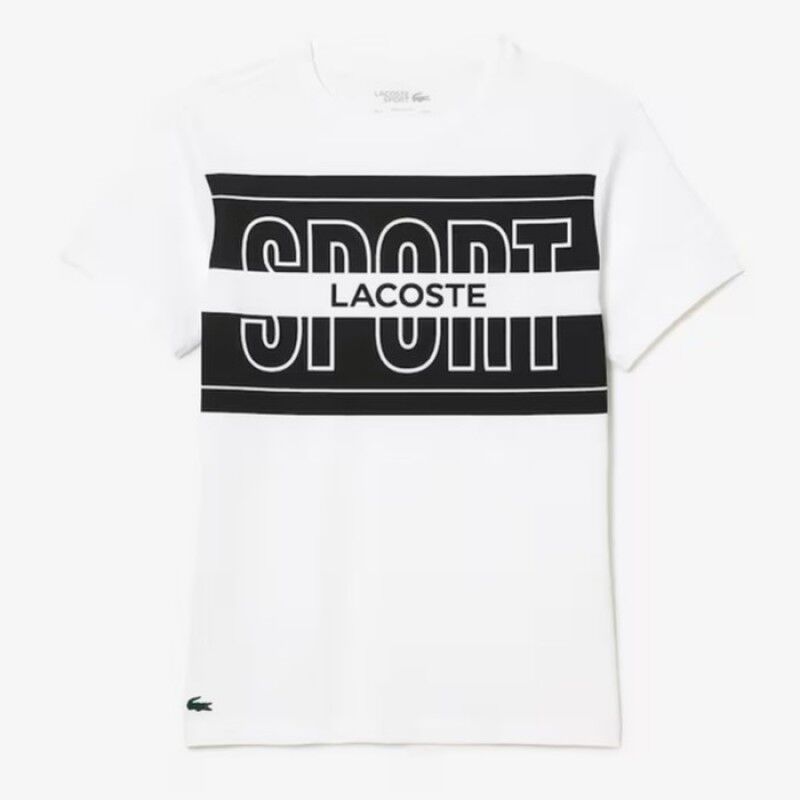 Camiseta Lacoste Sport Logo Blanco Negro -  -XXL