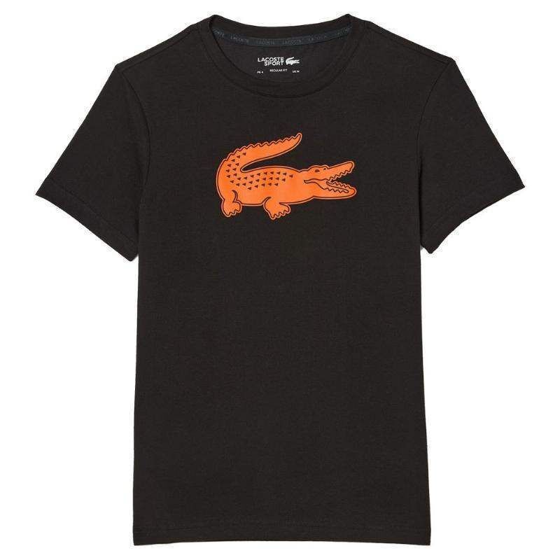 Camiseta Lacoste Sport Transpirable Negro Naranja -  -S