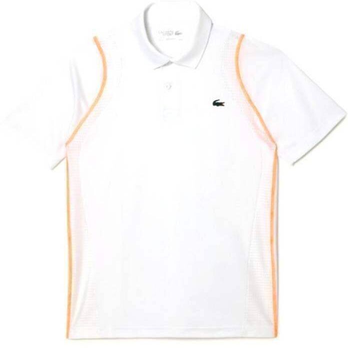 Polo Lacoste Poliester Reciclado Blanco Naranja -  -M