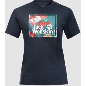 retkeilyvaatteet Jack Wolfskin Flower Logo Naisten T-Paita / XS Nigh Blue