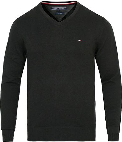 Tommy Hilfiger Cotton/Silk V-Neck Pullover Flag Black