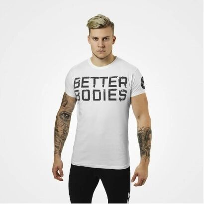 Better Bodies Basic Logo Tee, White, Xl