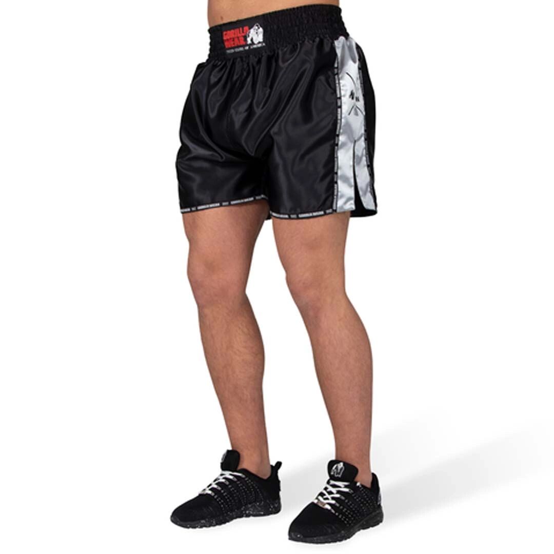 Gorilla Wear Henderson Muay Thai / Kickboxing Shorts, Black & Grey