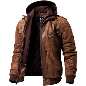 Cozyoutfit Veste en cuir décontractée à capuche pour homme à double étage tendance automne/hiver grande taille - Publicité