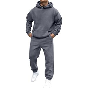 shownicer Survêtement Homme Ensemble Jogging Sweats À Capuche Et Sport Pantalons Automne Hiver Couleur Unie Gym Jogging Sportswear Tenue De Couple A Gris Foncé XXL - Publicité