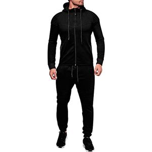 amropi Hommes Jogging Survêtement Sweat-Shirt à Capuche et Pantalon Combinaison de Sport (Noir,XXL) - Publicité