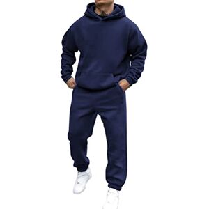 shownicer Survêtement Homme Ensemble Jogging Sweats À Capuche Et Sport Pantalons Automne Hiver Couleur Unie Gym Jogging Sportswear Tenue De Couple A Marine XXL - Publicité