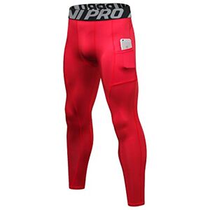 LNJLVI Pantalons de Compression de Running Homme Sport Legging Base Layer Long Tight pour Gym Jogging (Rouge,XXL) - Publicité