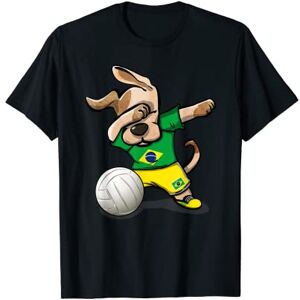 Teeisle Brazil Volleyball Dabbing Dog Brésil Maillot pour fans de volleyball Brésil T-Shirt - Publicité