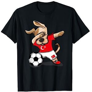 TeeIsle Turquie Football Dabbing Dog Turquie Football Drapeau Turc Football T-Shirt - Publicité