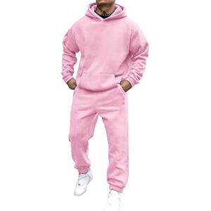 shownicer Survêtement Homme Ensemble Jogging Sweats À Capuche Et Sport Pantalons Automne Hiver Couleur Unie Gym Jogging Sportswear Tenue De Couple A Rose XXL - Publicité