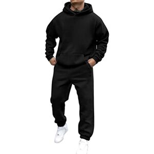 shownicer Survêtement Homme Ensemble Jogging Sweats À Capuche Et Sport Pantalons Automne Hiver Couleur Unie Gym Jogging Sportswear Tenue De Couple A Noir XXL - Publicité