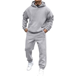 shownicer Survêtement Homme Ensemble Jogging Sweats À Capuche Et Sport Pantalons Automne Hiver Couleur Unie Gym Jogging Sportswear Tenue De Couple Set A Gris Clair XXL - Publicité