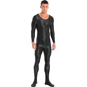 Alvivi Homme Justaucorps Sexy Moulant Manches Longues Brillant Combinaison De Sport Maillot De Corps Sport Danse Lutte Gym Fitness Collants Jumpsuit Body Noir XL - Publicité