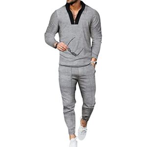 Onsoyours Survêtement Homme Ensemble Casual Sport Sweater à Polos Zippé et Pantalon Jogging de Cordon de Serrage 2 Pièces Training Homme Survetement C Gris XXL - Publicité