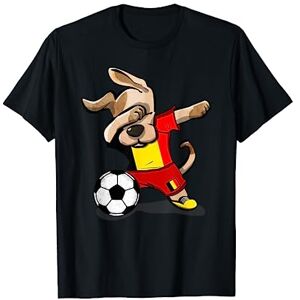 TeeIsle Belgique Football Dabbing Dog Belgique Football Drapeau Belge Football T-Shirt - Publicité