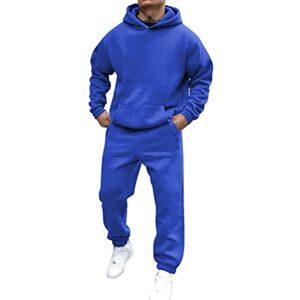 shownicer Survêtement Homme Ensemble Jogging Sweats À Capuche Et Sport Pantalons Automne Hiver Couleur Unie Gym Jogging Sportswear Tenue De Couple A Bleu XXL - Publicité