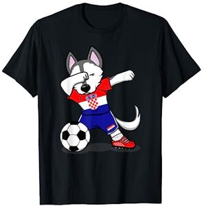 Teeisle Croatie Football Funny Dabbing Husky Dog Croatie Football drapeau croate T-Shirt - Publicité