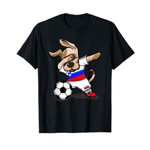 Teeisle Slovenia Soccer Dabbing Dog Slovénie Fans Maillot de football slovène T-Shirt - Publicité