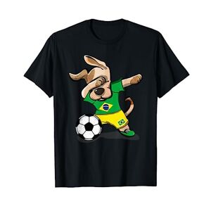 Teeisle Brazil Soccer Dabbing Dog Brésil Fans Maillot de football brésilien T-Shirt - Publicité