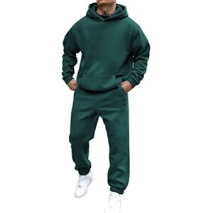 shownicer Survêtement Homme Ensemble Jogging Sweats À Capuche Et Sport Pantalons Automne Hiver Couleur Unie Gym Jogging Sportswear Tenue De Couple A Vert XXL - Publicité