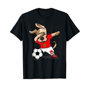 Teeisle Morocco Soccer Dabbing Dog Maillot de football marocain pour fans de football T-Shirt - Publicité