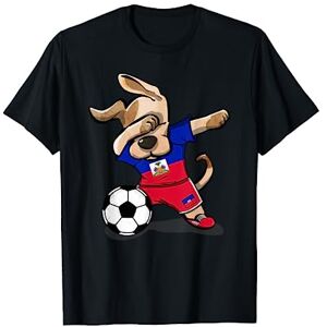 TeeIsle Haïti Football Dabbing Dog Haïti Football Drapeau Haïtien Football T-Shirt - Publicité