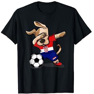 TeeIsle Croatie Football Dabbing Dog Croatie Football Drapeau Croate Football T-Shirt - Publicité