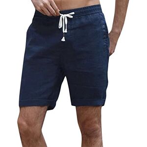 Take Idea Short de plage pour homme en coton et lin Short de sport respirant Short de course Bermuda Pantalon de jogging Short d'été, Marine, XXL - Publicité