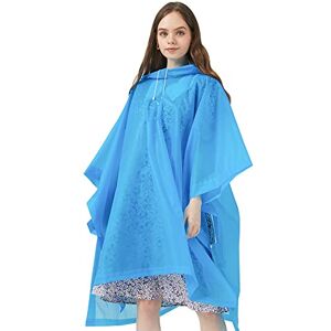 Durdiiy Poncho Pluie Poncho Impermeable,Réutilisable Poncho Matériel EVA,Adulte Unisexe Idéal pour le camping, la course à pied, le parc d'attractions, la pêche (Bleu) - Publicité