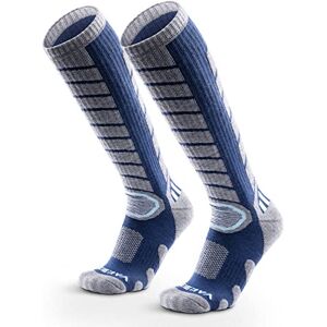 WEIERYA 2 paires Chaussettes de ski Laine Mérinos, Longues Thermique Chaussettes Hautes pour Ski, Randonnée, Cyclisme, Sport d'hiver Bleu XL - Publicité