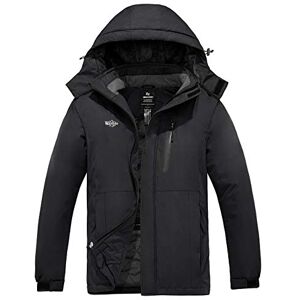 Wantdo Homme Manteau d'hiver Imperméable Snowboard Grande Taille Parka Randonnée Veste de Pluie Outdoor Blouson de Ski Décontracté Coupe-Vent Noir L - Publicité