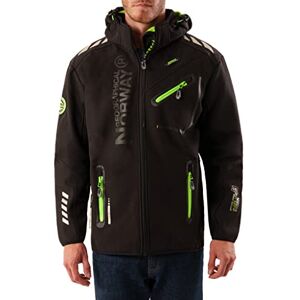 Geographical Norway ROYAUTE MEN Veste Softshell Homme Impermeable Manteau À Capuche Outdoor Blouson Coupe Vent Tactique Resistant Hiver Activites En Exterieur (Noir/Vert, XL) - Publicité