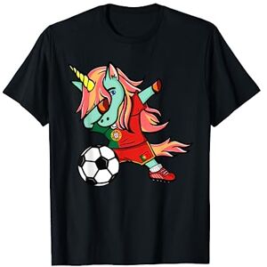 Teeisle Portugal Soccer Dabbing Licorne Portugal Football Fan Portugal Drapeau Portugal Football T-Shirt - Publicité