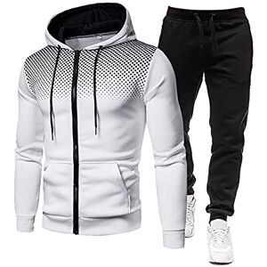 AYAZER Survêtements Homme, Ensemble Casual Sport Sweat à Zippé Veste à Manches Longues et Pantalon de Jogging Ensemble Jogging Pantalon Sport Homme survêtements Pantalon Camouflage Homme Blanc XXL - Publicité