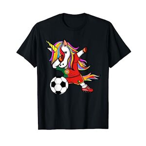 TeeIsle Portugal Football Unicorn Dabbing Licorne Portugal Football Drapeau Portugais T-Shirt - Publicité