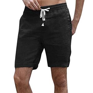 Take Idea Short de plage en coton et lin pour homme Pantalon de sport respirant Short de course pour garçon Bermuda de jogging Short d'été, Noir , XXL - Publicité