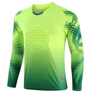 Runhomal Maillot Gardien de But Homme avec Protection Rembourré Tenue Football T-Shirt à Manches Longues Sports Running Jogging Uniforme Adulte S-4XL B Vert Fluorescent 3XL - Publicité