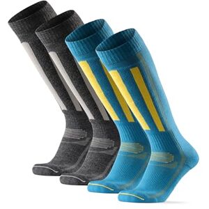 DANISH ENDURANCE 2 Paires Chaussettes de Ski, Laine Mérinos Thermorégulante, Renforcées, Homme Femme, Multicouleurs (1x Bleu/Jaune, 1x Gris Foncé), 43-47 - Publicité