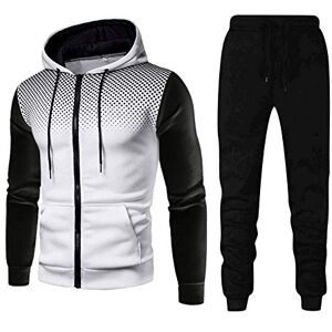 AYAZER Survêtements Homme, Ensemble Casual Sport Sweat à Zippé Veste à Manches Longues et Pantalon de Jogging Ensemble Jogging Pantalon Sport Homme Survetement Homme Football Ensemble Blanc XXL - Publicité