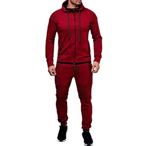 amropi Hommes Jogging Survêtement Sweat-Shirt à Capuche et Pantalon Combinaison de Sport (Rouge,XXL) - Publicité