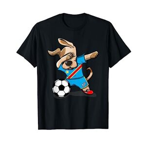 TeeIsle République Démocratique du Congo Football Dabbing Dog DR Congo Football Drapeau Congolais Football T-Shirt - Publicité