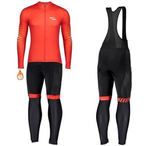 FFFF & OLFEH Ensemble de Cyclisme Homme d'hiver Combinaison Thermique Maillot Vélo Manches Longues + Pantalon Cuissard VTT 3D Coussin Rembourré Gel A Bretelle Tenue Cyclisme Confort (Type 6,XS) - Publicité