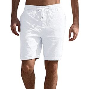 Take Idea Short de plage en coton et lin pour homme Short de sport Respirant Short de course Bermuda Pantalon de jogging Short de sport Short d'été, Blanc., XXL - Publicité