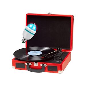 Denver Lecteur de disques vinyles Denver VPL-120 RED, Haut-parleurs, Sortie Phono, pour 33 1/3, 45 et 78 Tours, Ampoule DIAMS LED