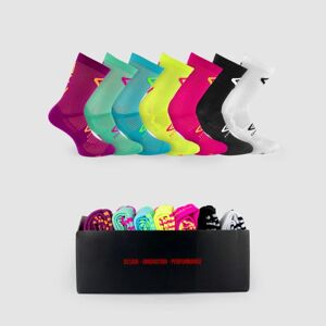 Ekoï Coffret 7 paires Chaussettes velo 14cm EKOI Perf ESTATE Jaune fluo noir orange fluo rose rose fluo vert vert fluo violet L / XL male